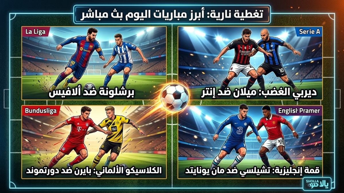 أبرز مباريات اليوم بث مباشر | مواجهات نارية في الدوريات الأوروبية – يلا شوت Yalla Shoot